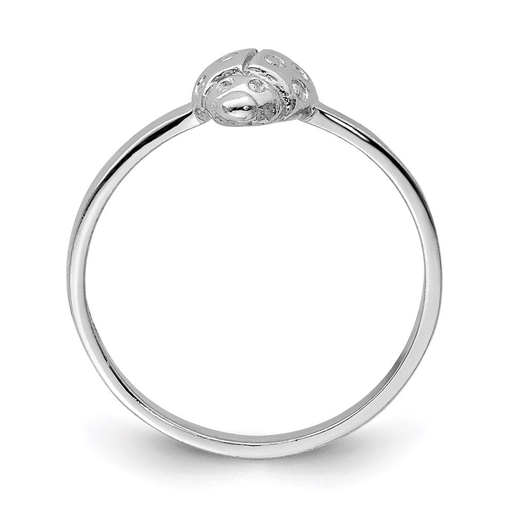 Sterling Silver Rhodium-plated Polished Ladybug Ring