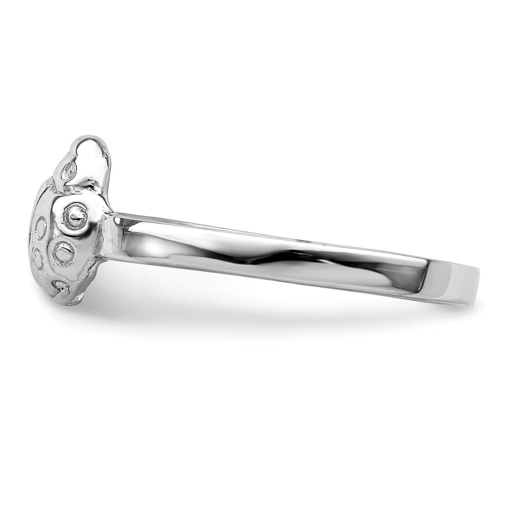 Sterling Silver Rhodium-plated Polished Ladybug Ring