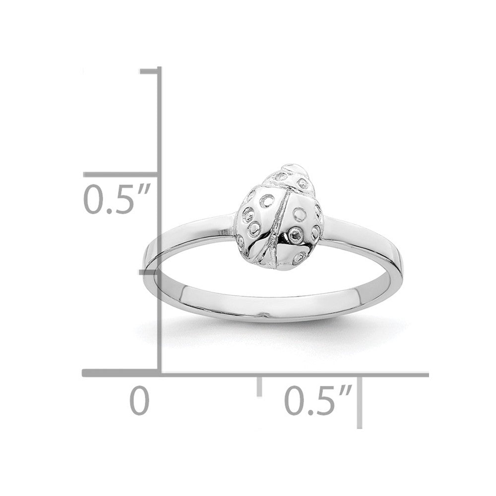 Sterling Silver Rhodium-plated Polished Ladybug Ring