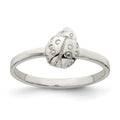 Sterling Silver Rhodium-plated Polished Ladybug Ring