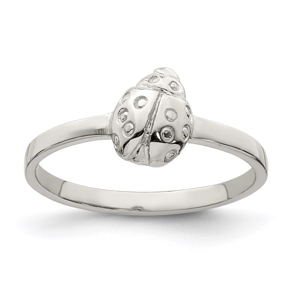 Sterling Silver Rhodium-plated Polished Ladybug Ring