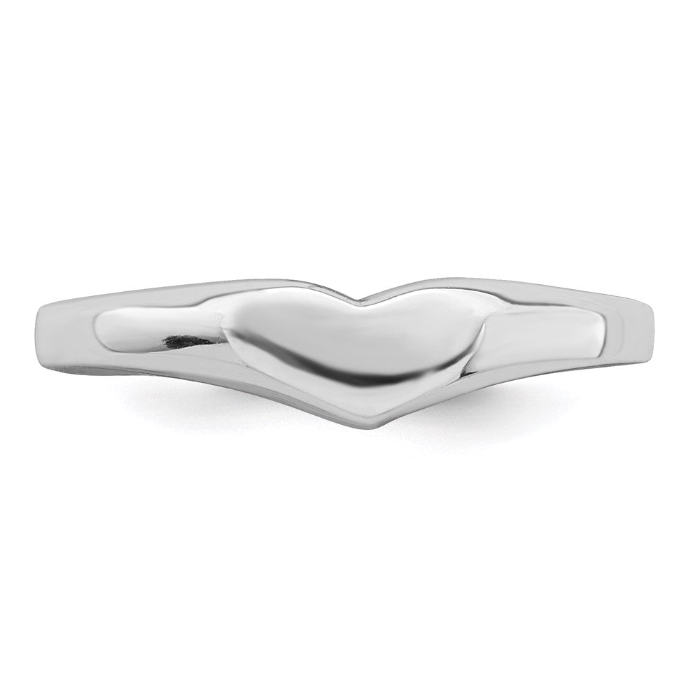 Sterling Silver RH-plated Polished Elongated Heart Ring