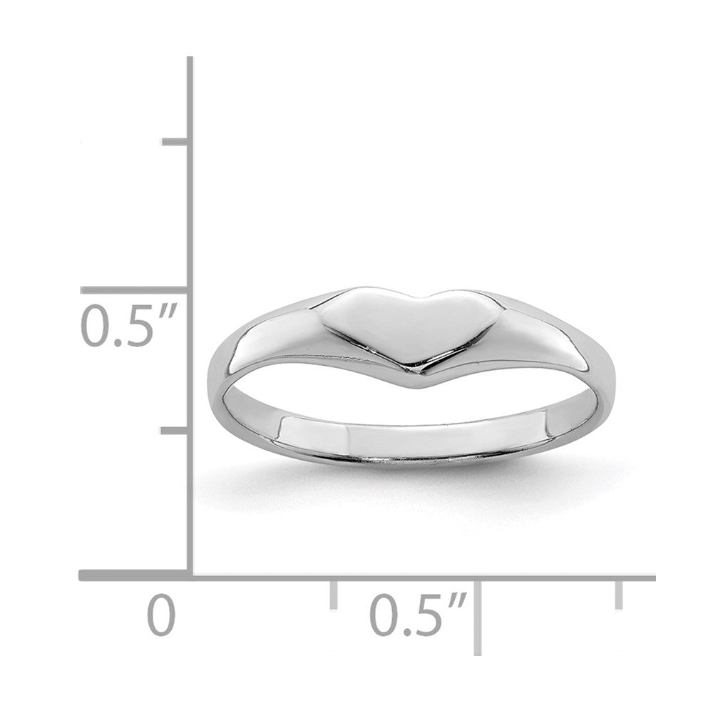 Sterling Silver RH-plated Polished Elongated Heart Ring