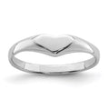 Sterling Silver RH-plated Polished Elongated Heart Ring