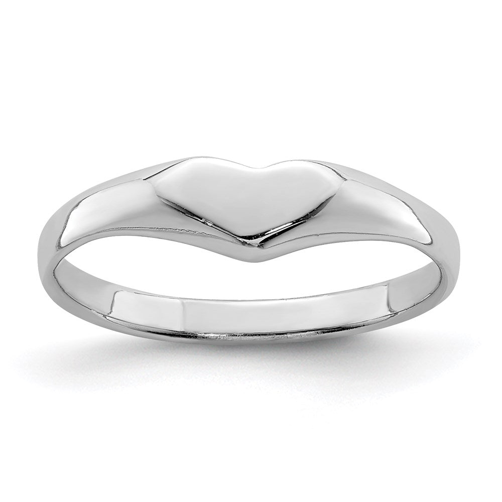 Sterling Silver RH-plated Polished Elongated Heart Ring