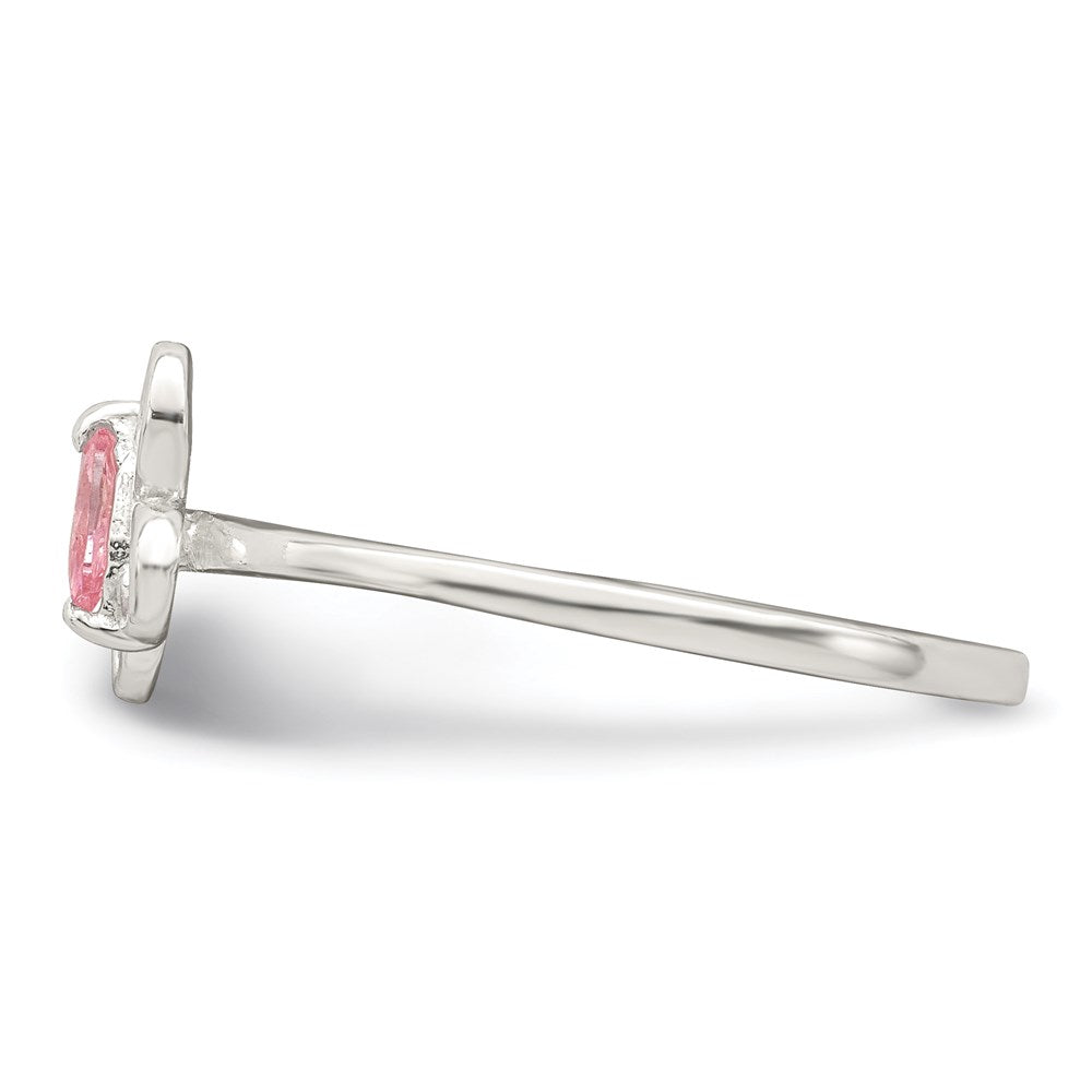 Sterling Silver Polished Pink CZ Butterfly Ring