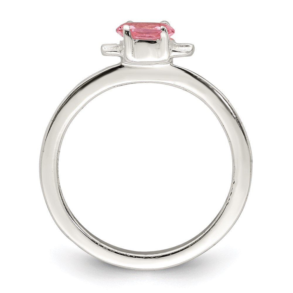 Sterling Silver Polished Pink CZ Candy Ring