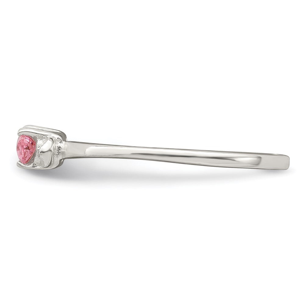Sterling Silver Polished Pink CZ Candy Ring
