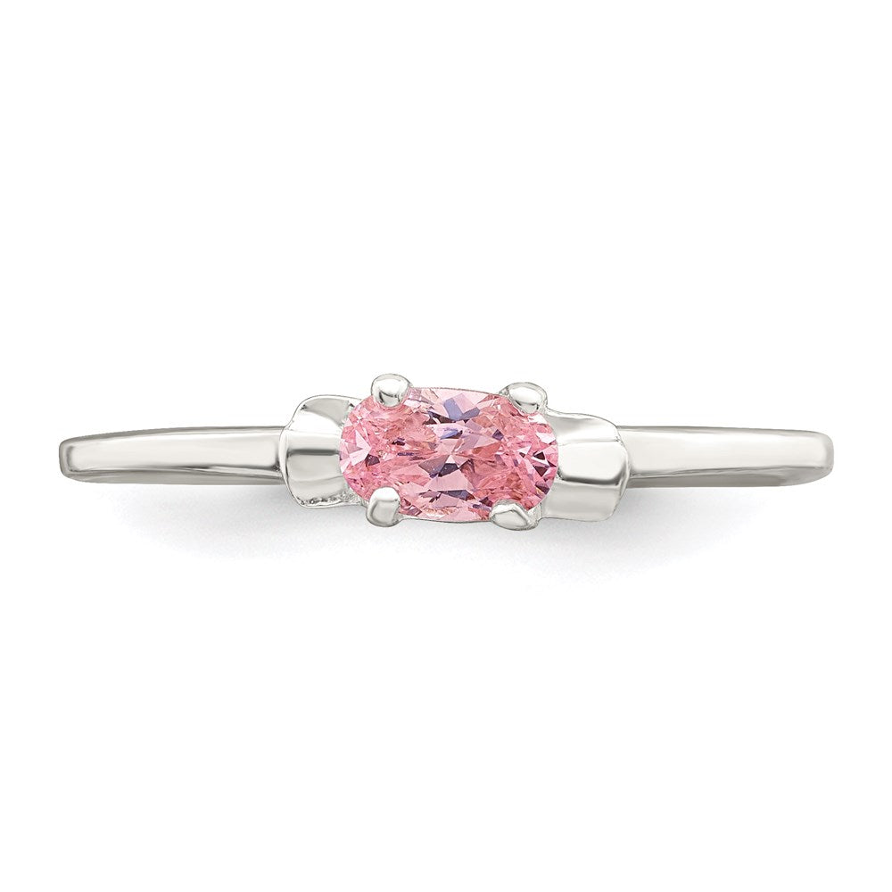 Sterling Silver Polished Pink CZ Candy Ring