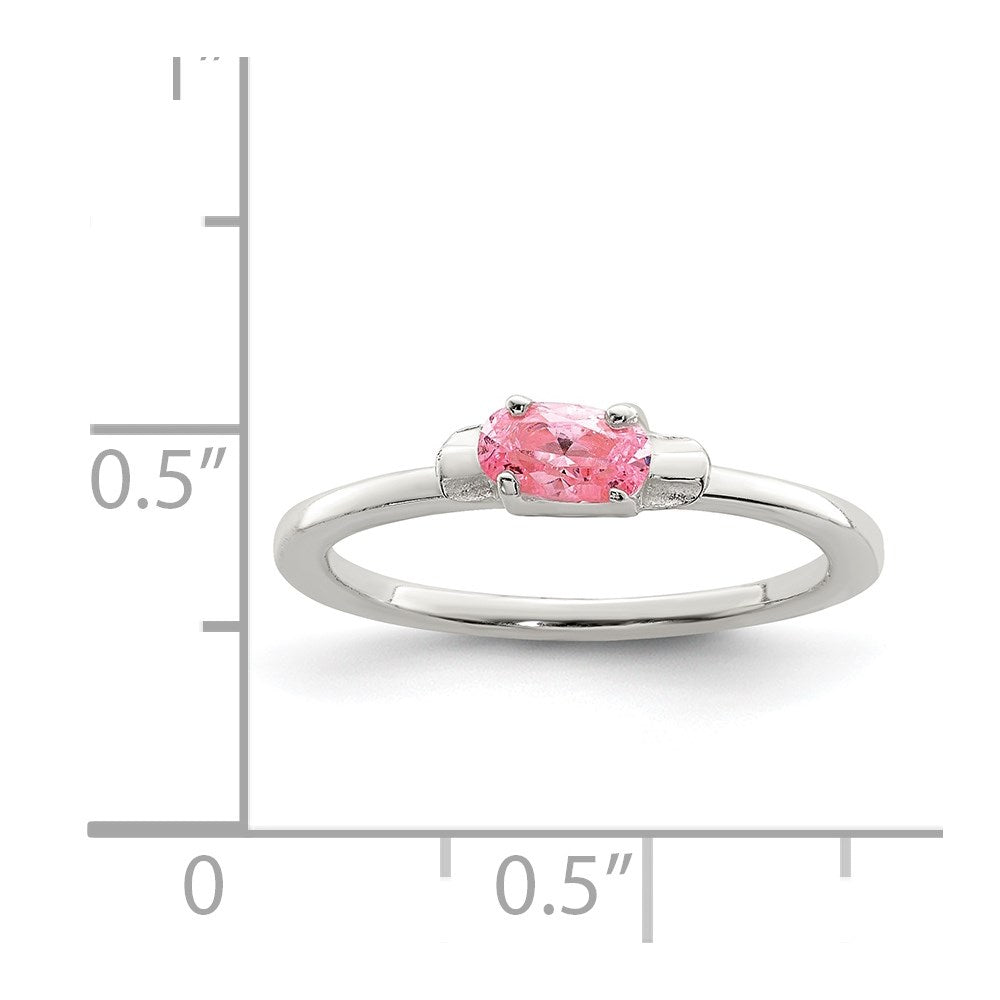 Sterling Silver Polished Pink CZ Candy Ring