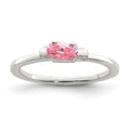 Sterling Silver Polished Pink CZ Candy Ring