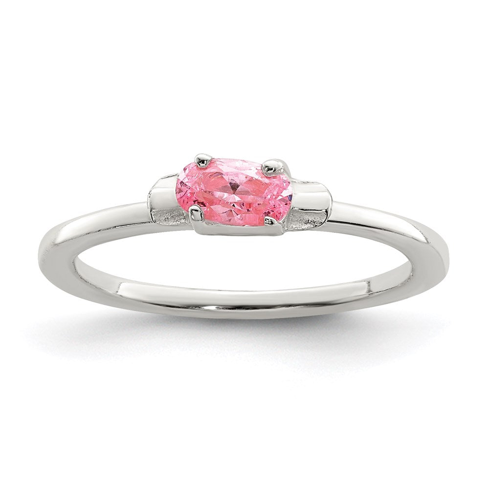Sterling Silver Polished Pink CZ Candy Ring