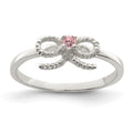 Sterling Silver Polished & Twisted Pink CZ Bow Ring