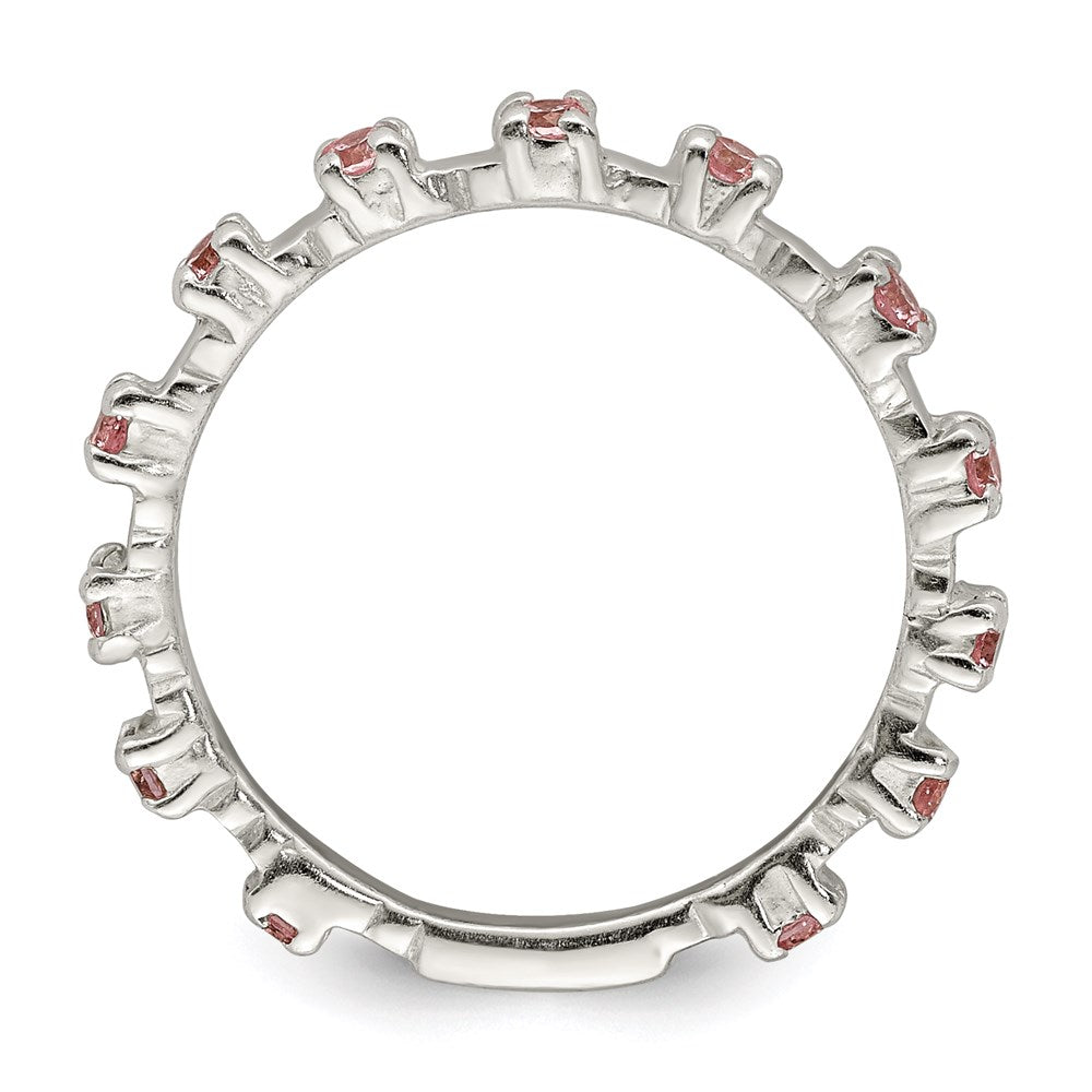 Sterling Silver Polished Pink CZ Ring