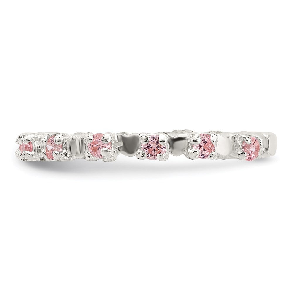 Sterling Silver Polished Pink CZ Ring