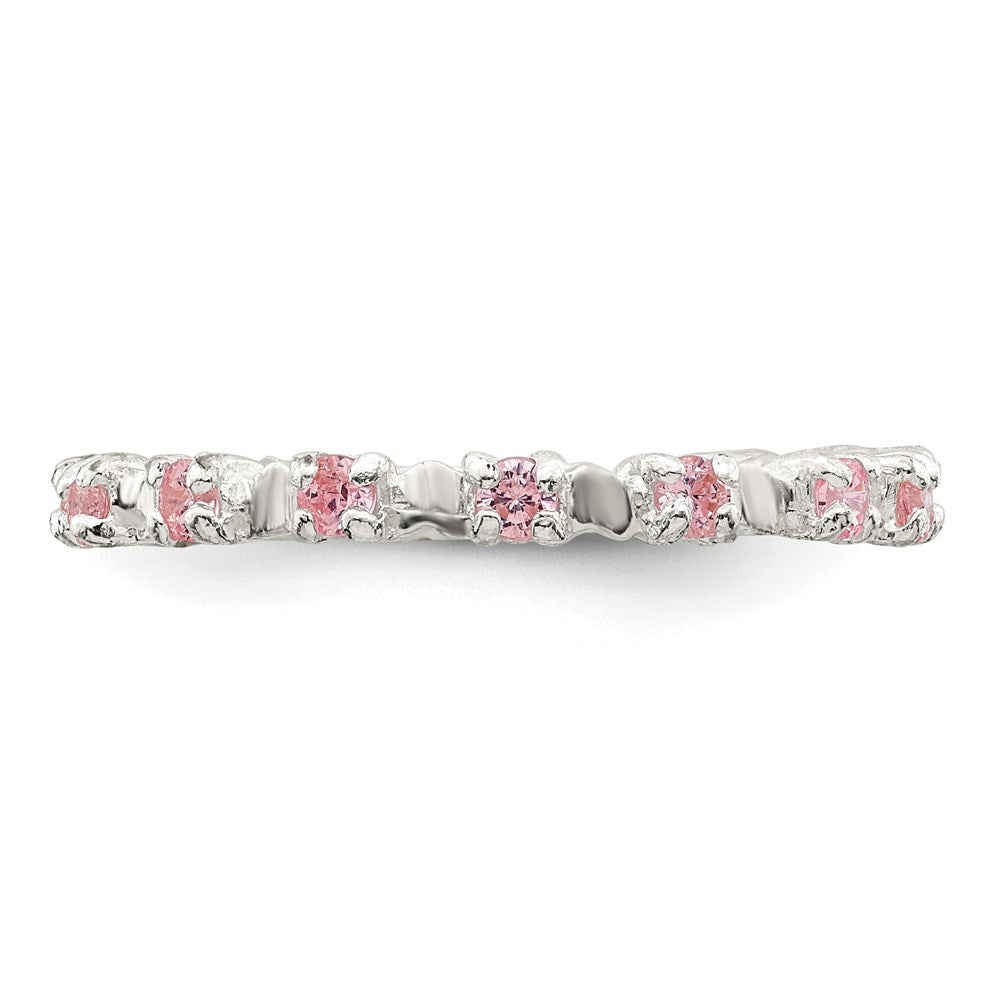 Sterling Silver Polished Pink CZ Ring