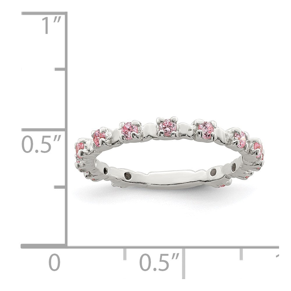 Sterling Silver Polished Pink CZ Ring