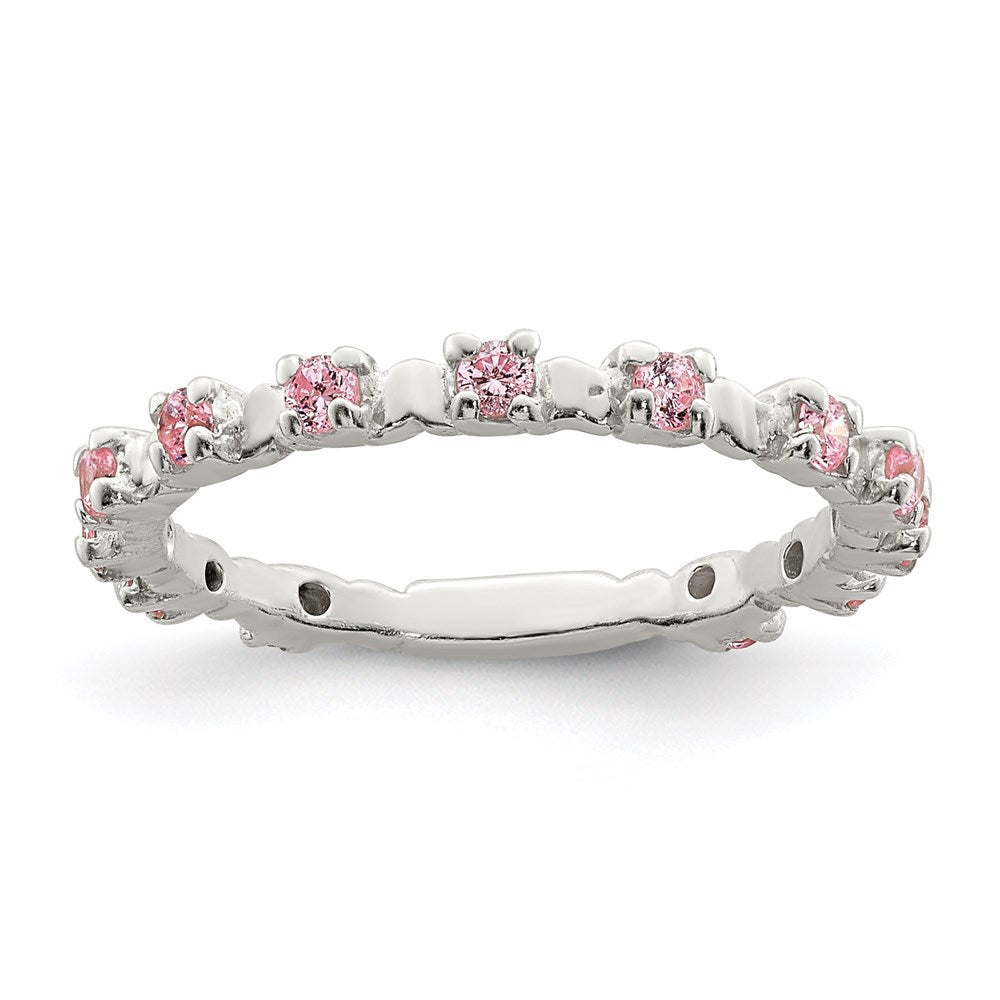 Sterling Silver Polished Pink CZ Ring