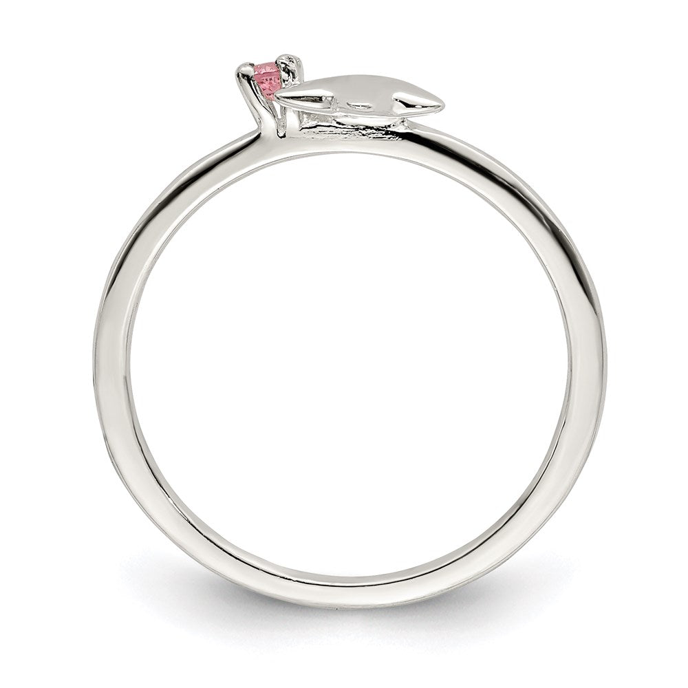 Sterling Silver Polished Pink CZ & Star Ring