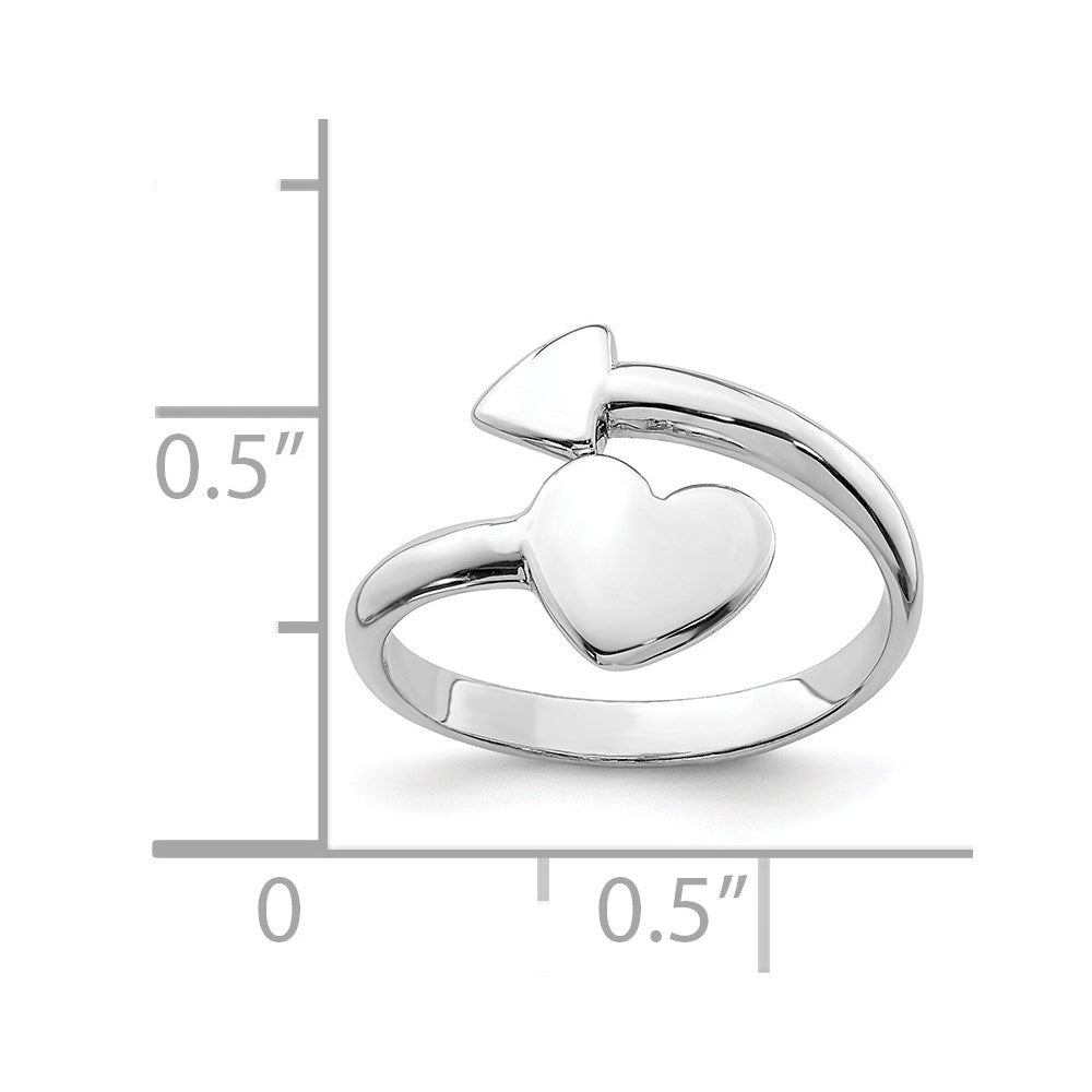 Sterling Silver Rhodium-plated Heart w/Arrow Toe Ring