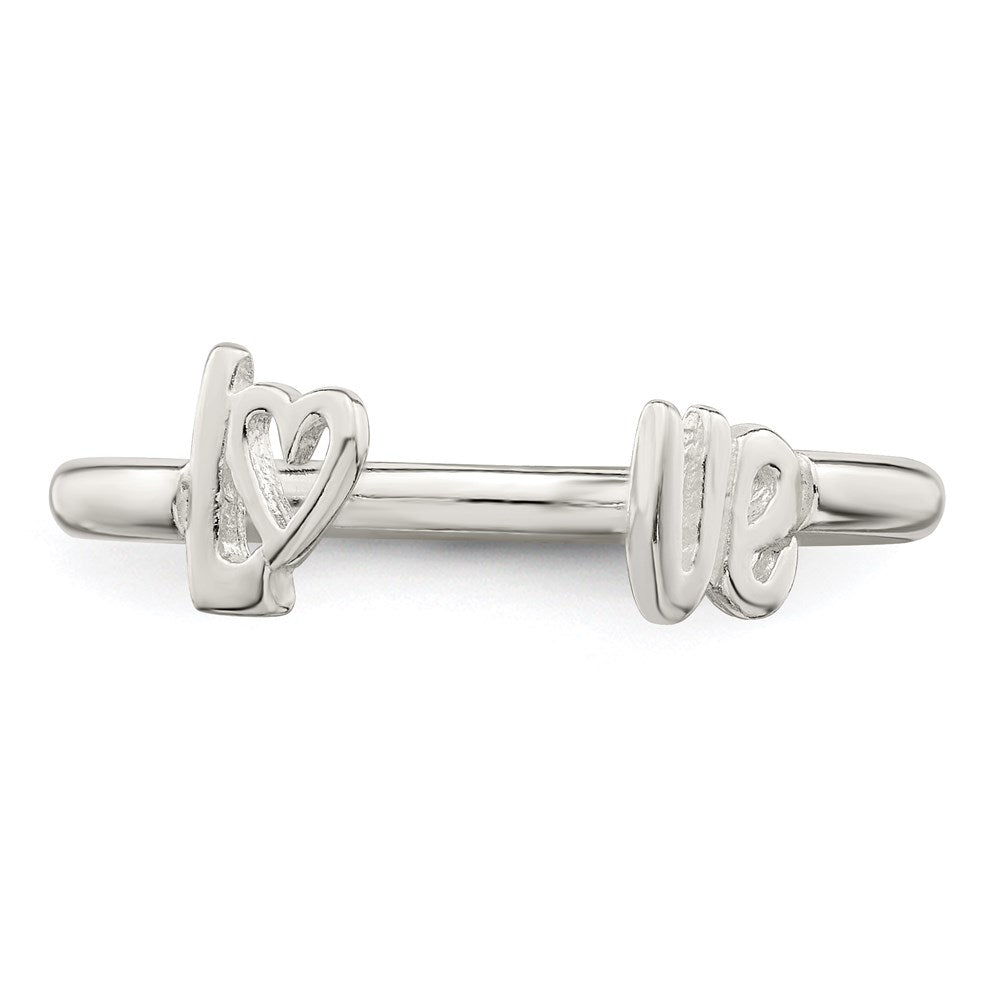Sterling Silver Polished 'Love' Adjustable Ring