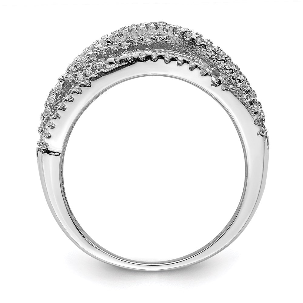 Sterling Silver Rhodium-plated CZ Micro pavé Ring