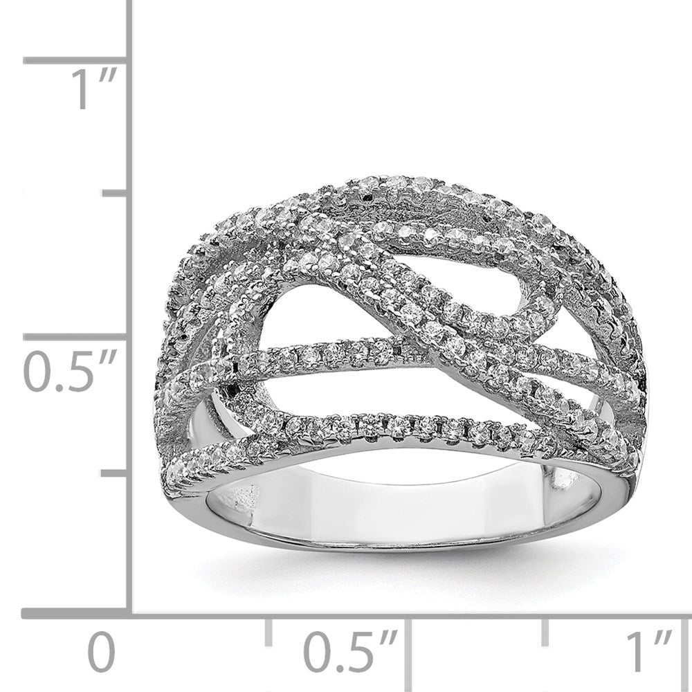 Sterling Silver Rhodium-plated CZ Micro pavé Ring