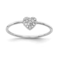 Sterling Silver Rhodium-plated Polished CZ Heart Ring