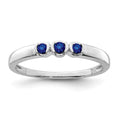 Sterling Silver Rhodium-plated Polished Sapphire Ring
