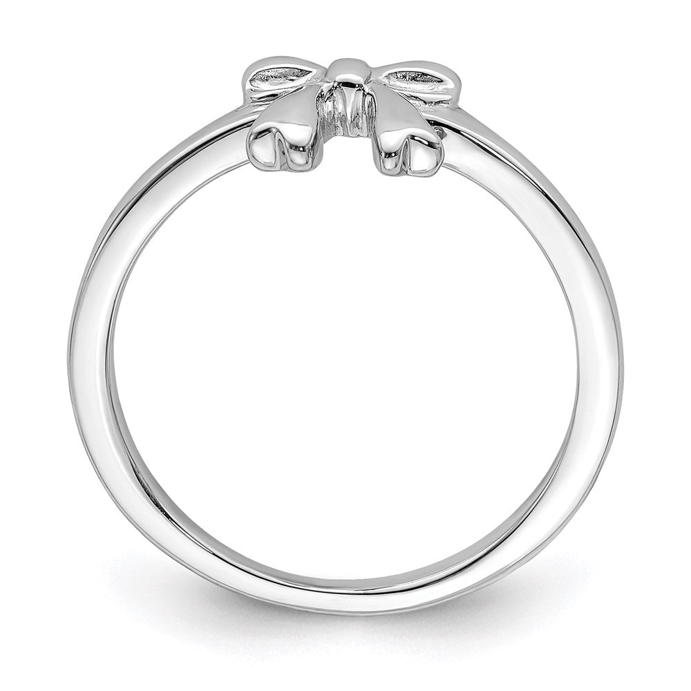 Sterling Silver Rhodium-plated Polished Bow Size 3 Ring