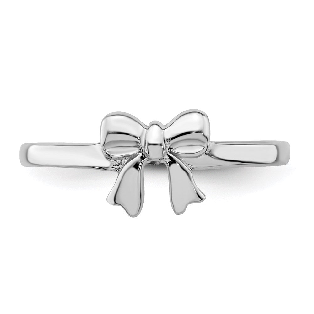 Sterling Silver Rhodium-plated Polished Bow Size 3 Ring