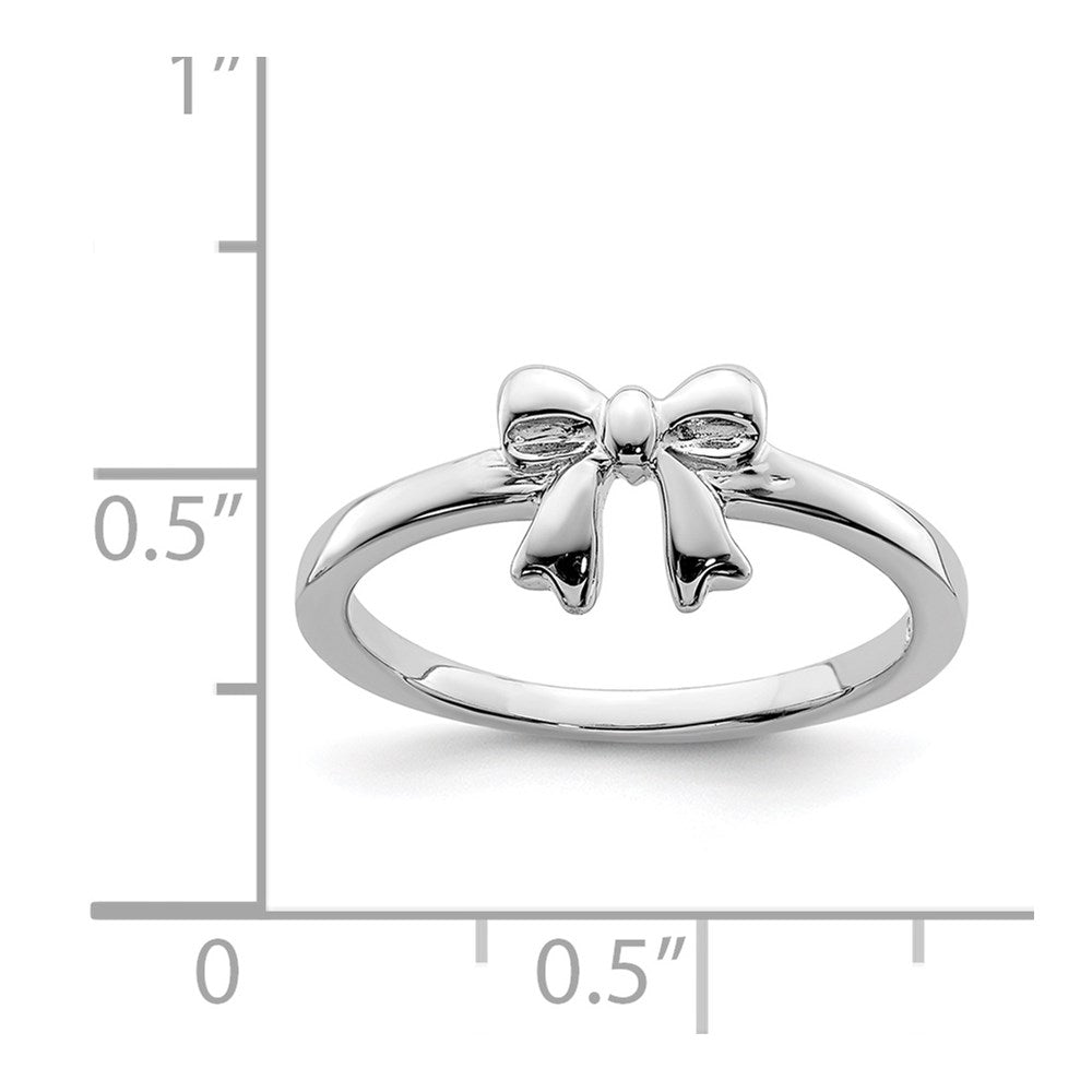 Sterling Silver Rhodium-plated Polished Bow Size 3 Ring