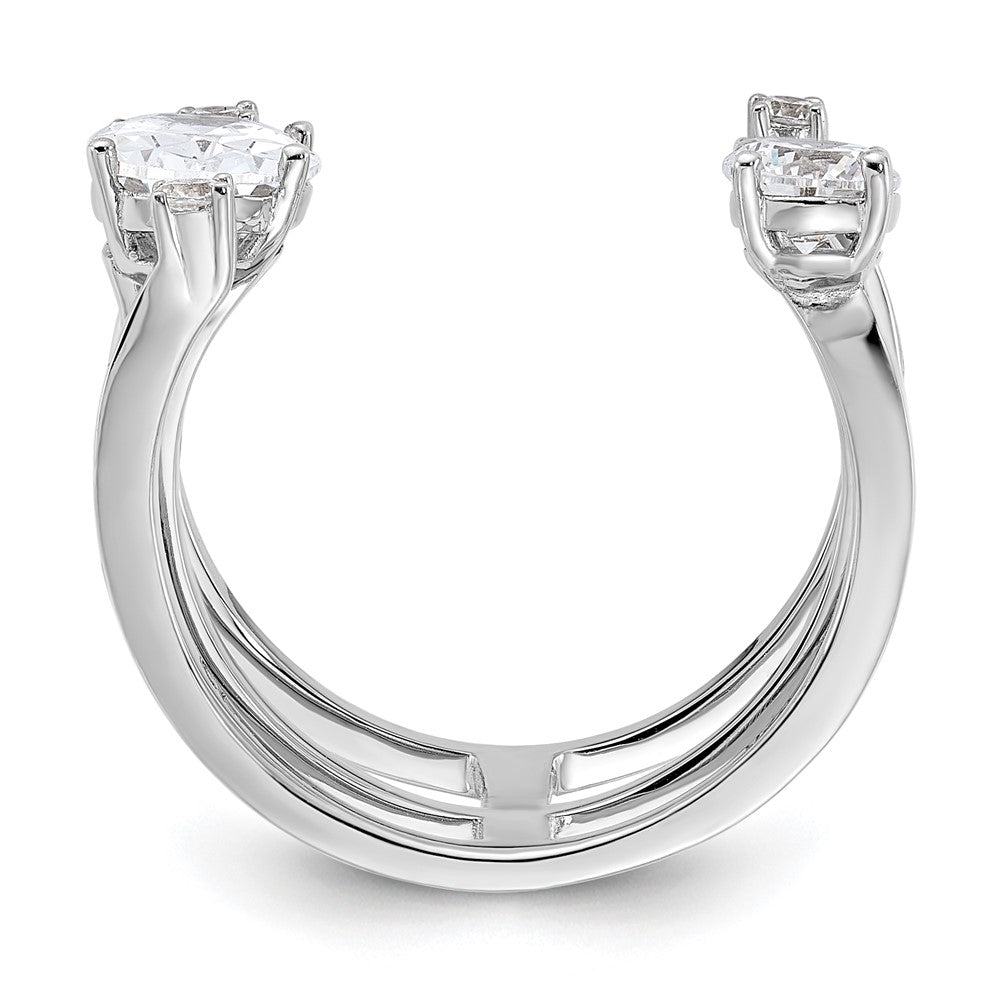 Sterling Silver Rhodium-plated CZ Adjustable Ring