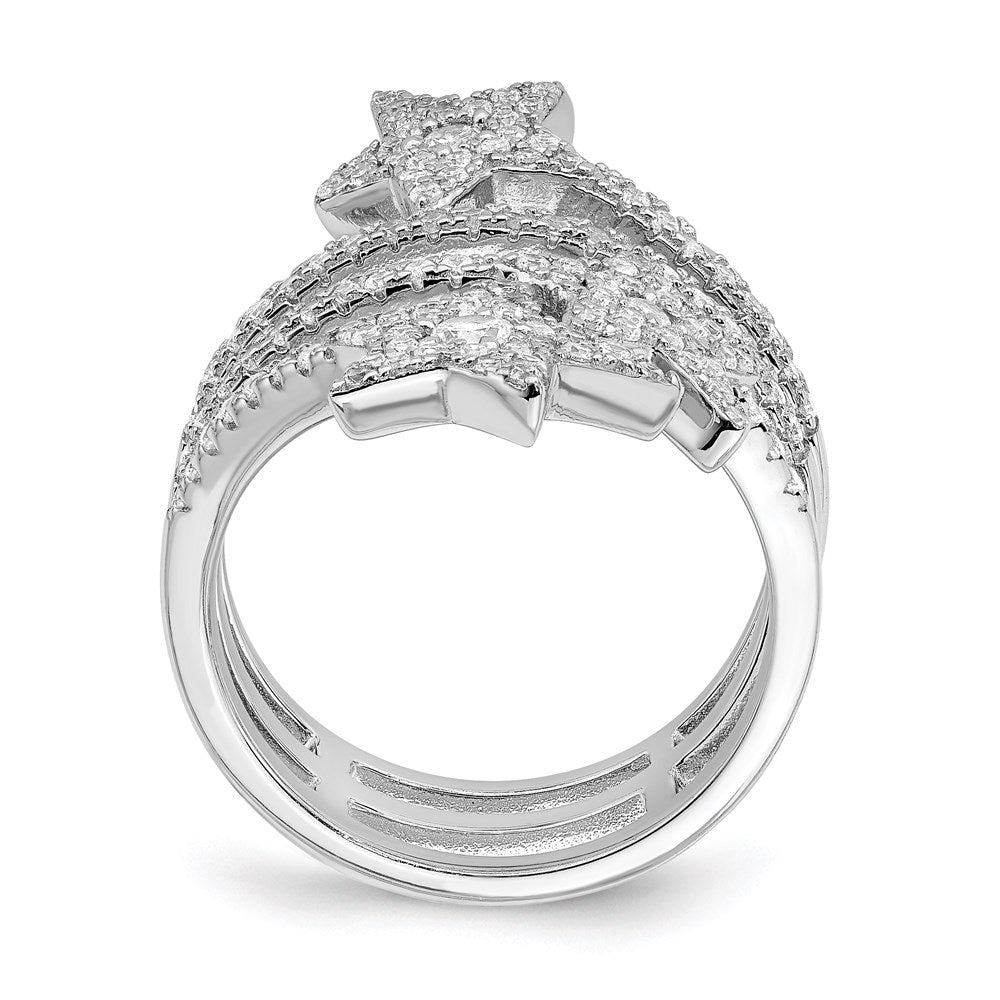 Sterling Silver Rhodium-plated CZ Star Ring