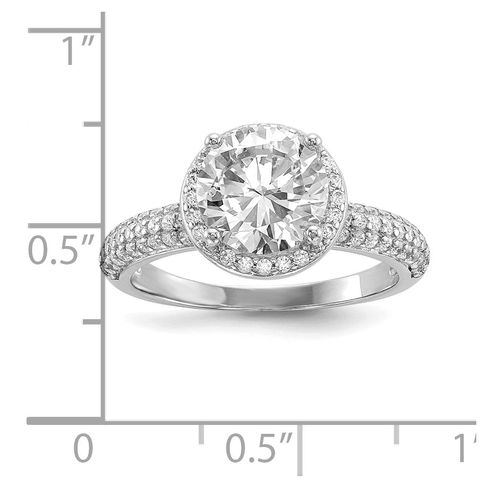 Sterling Silver Rhodium-plated CZ Pavé Ring