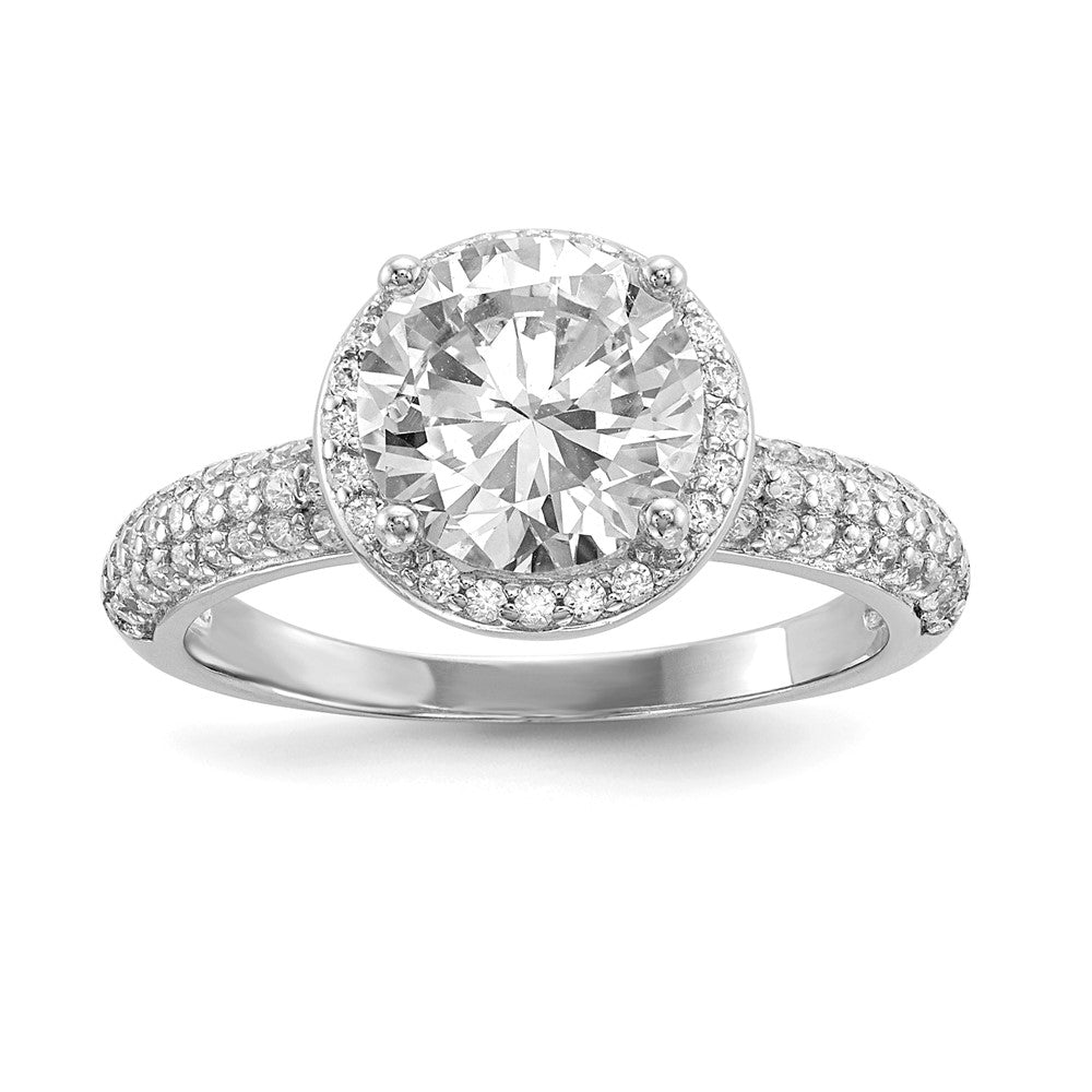 Sterling Silver Rhodium-plated CZ Pavé Ring