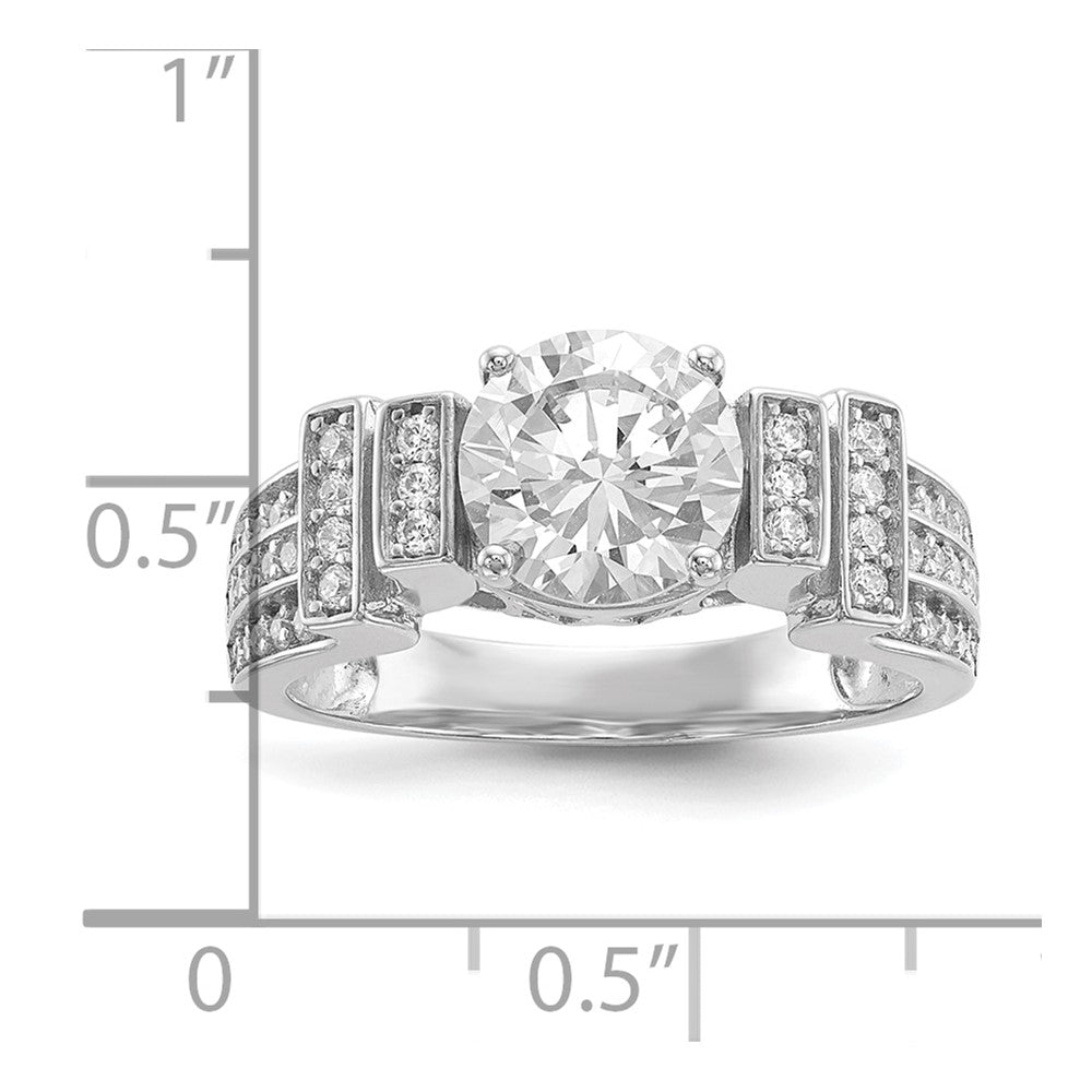 Sterling Silver Rhodium-plated CZ Tiered Pavé Ring