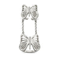 Sterling Silver Polished CZ Butterfly Double Finger Ring