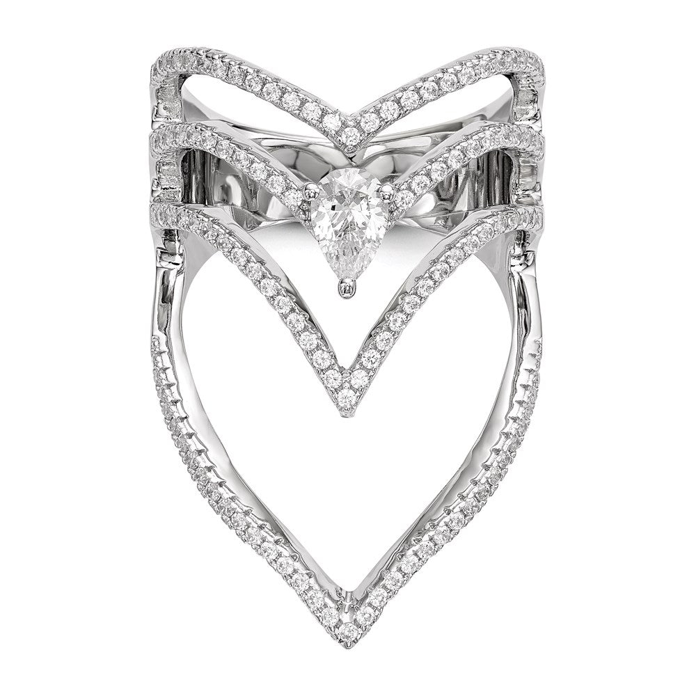 Pure Fire Sterling Silver Rhod-plated CZ Ring
