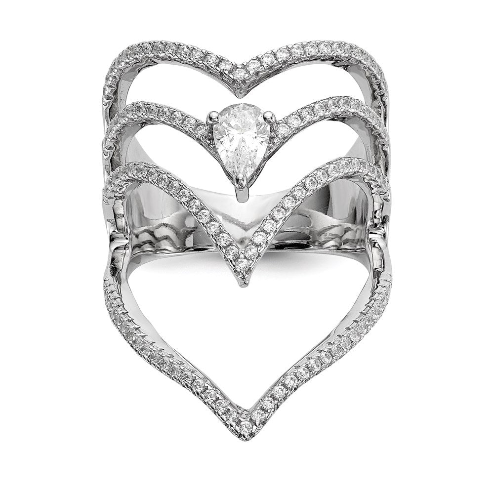Pure Fire Sterling Silver Rhod-plated CZ Ring