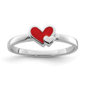 Sterling Silver RH-plated Red Enameled Double Heart Ring