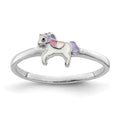 Sterling Silver RH-plated Multi-color Enameled Unicorn Ring