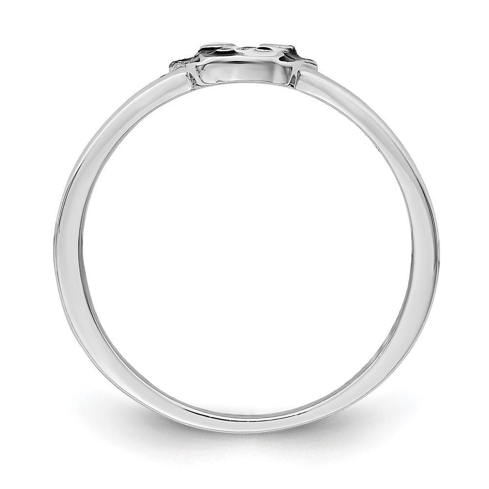 Sterling Silver RH-plated Black/White Enameled Puppy Ring
