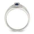 Sterling Silver Rhod-plated Men's Blue Sapphire and White Topaz Ring