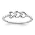 Sterling Silver Rhodium Plated Hearts Ring