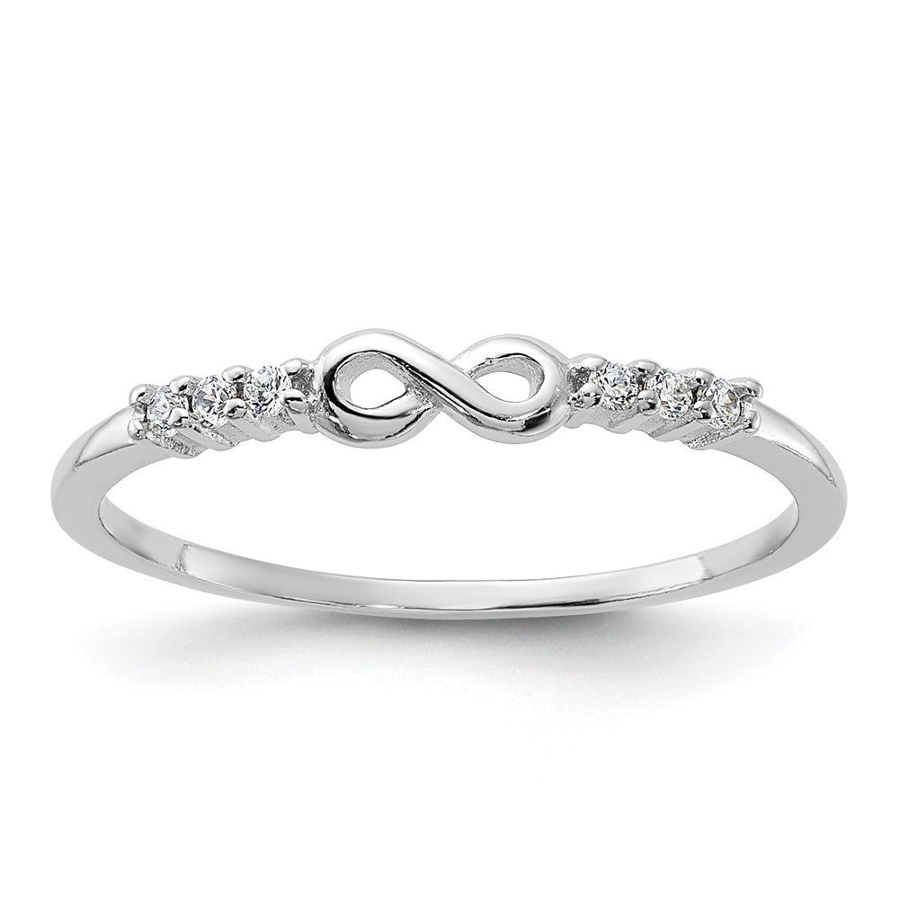 Sterling Silver Rhodium-plated CZ Infinity Ring
