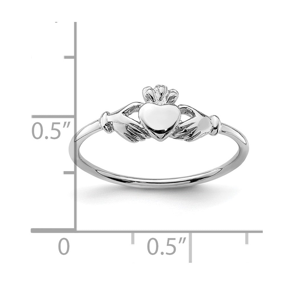 Sterling Silver Rhodium-plated Claddagh Ring
