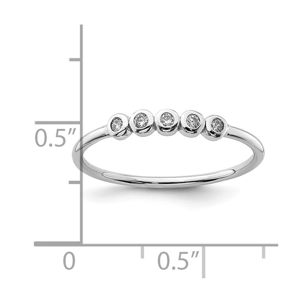Sterling Silver Rhodium-plated 5-Bezel CZ Ring
