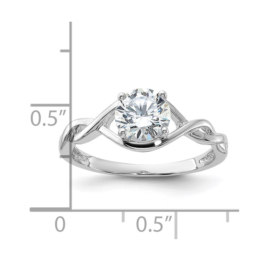 Sterling Silver Rhodium-plated 6.5mm CZ Twisted Ring