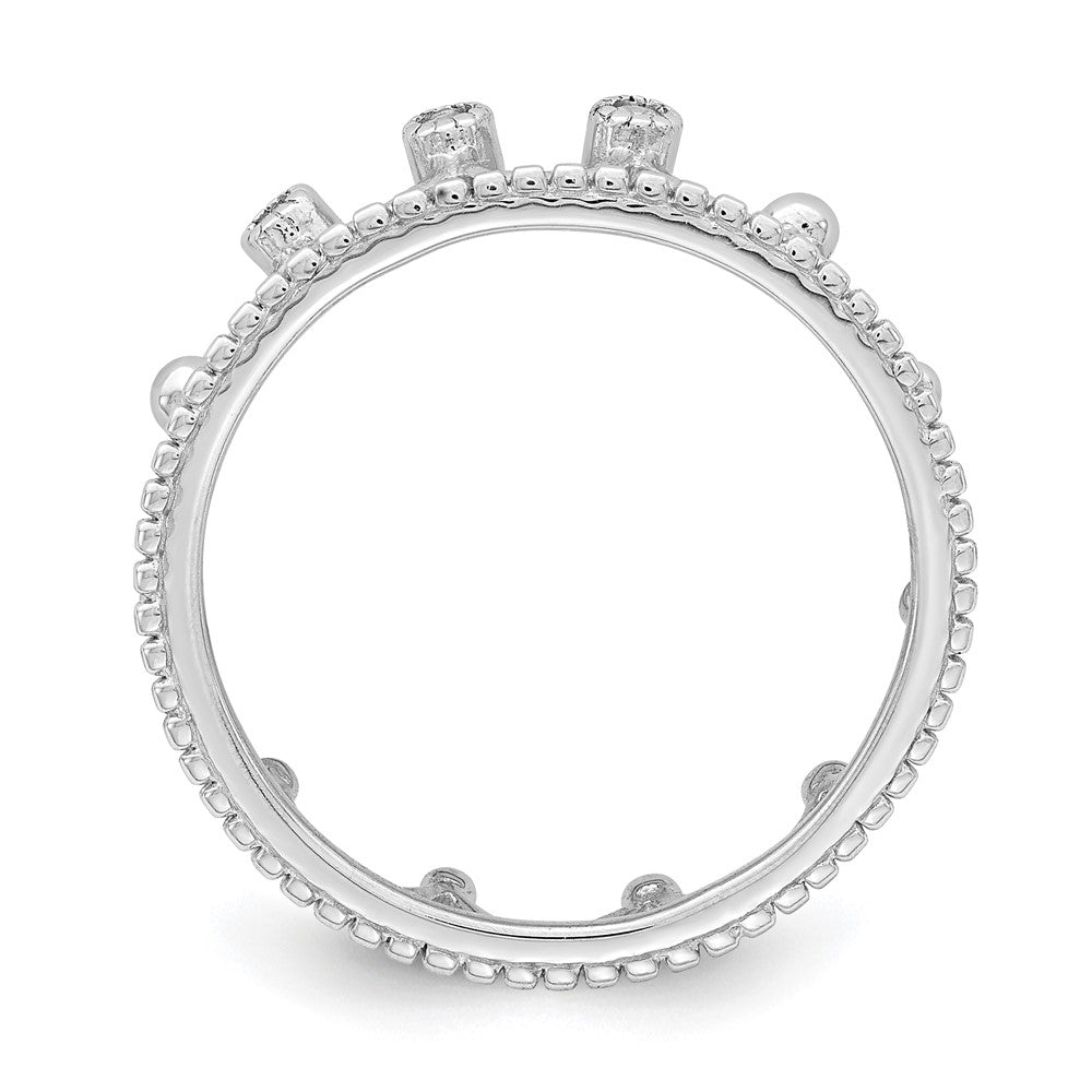Sterling Silver Rhodium-plated CZ Crown Ring